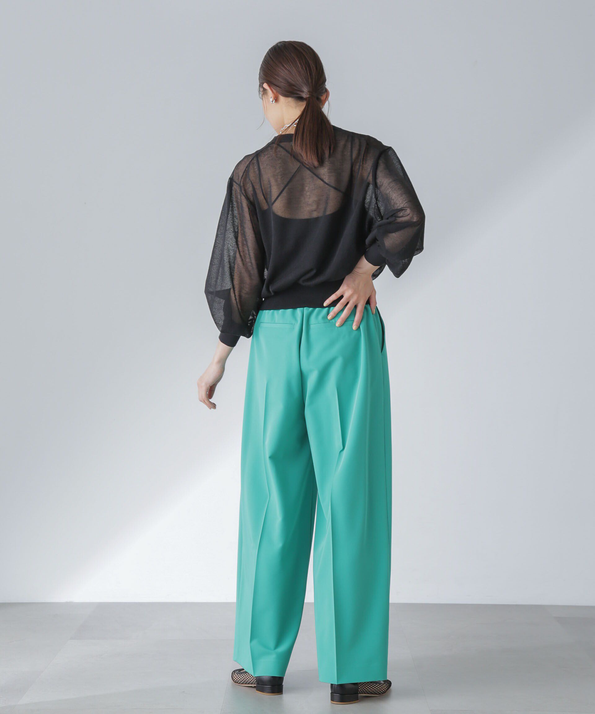 nano･universe「ピンタックイージーワイドパンツ」|チノ|