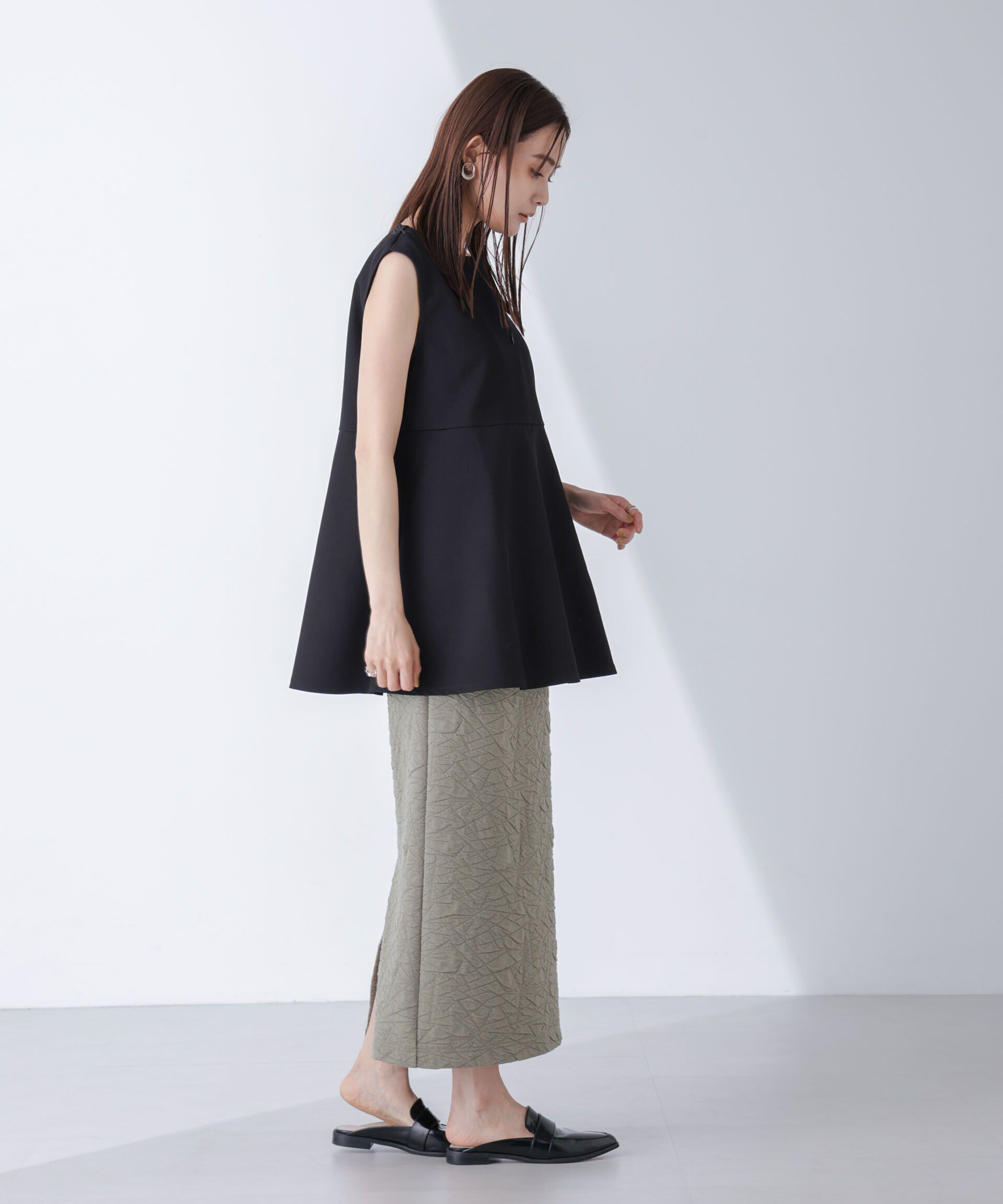 nano･universe「フクレジャガードカットナロースカート(セットアップ可)」|スカート|