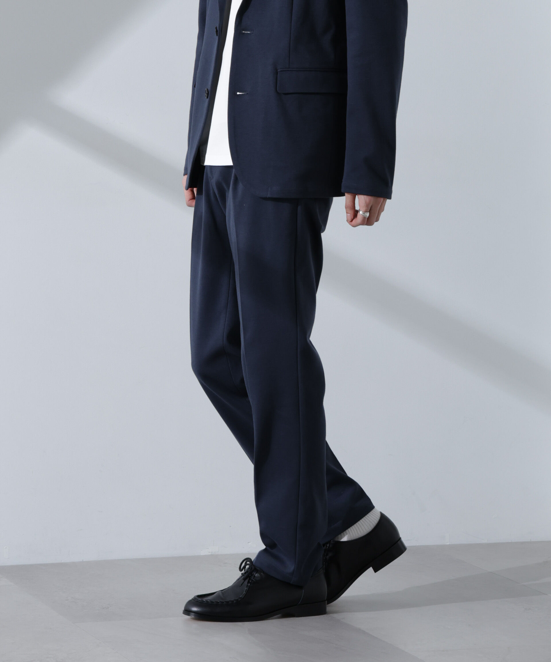 nano･universe「ストレッチカノコスラックス(セットアップ可)」|チノ|ネイビー