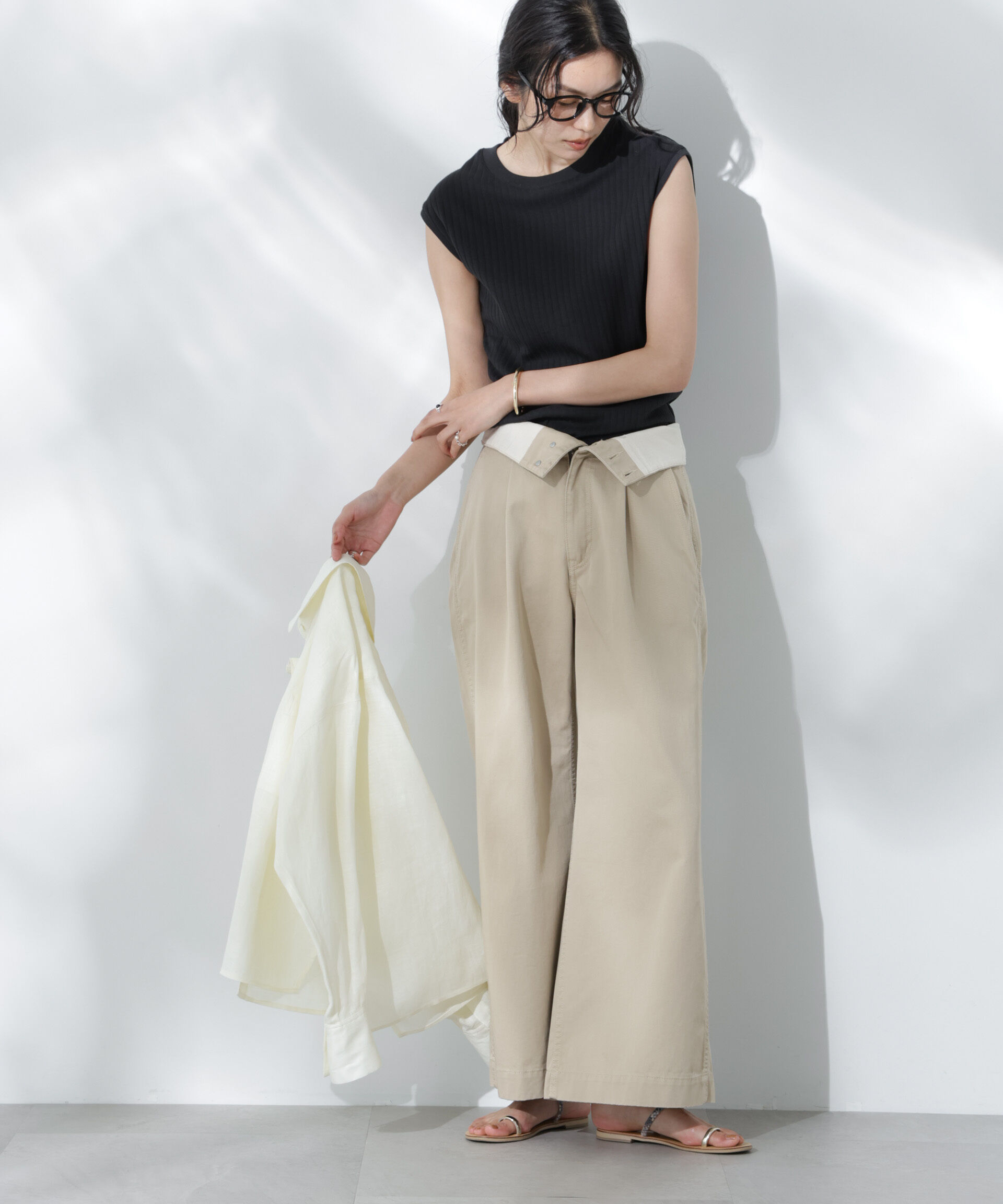 nano･universe「Anti Soaked(R) 汗染み防止リブノースリーブTシャツ（セットアップ可）」|Tシャツ・カットソー|