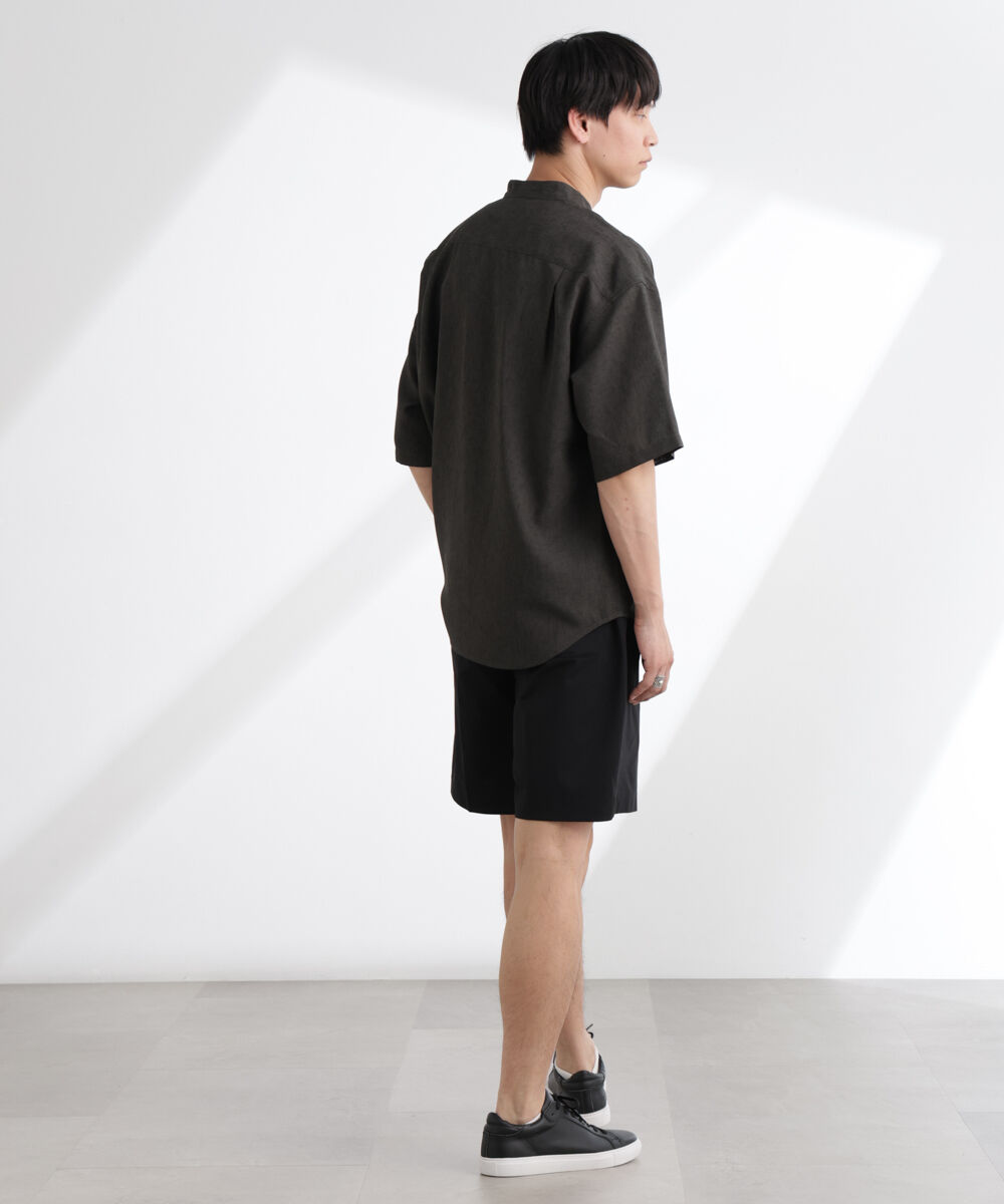 nano･universe「テックリネンバンドカラープルオーバーシャツ 半袖」|シャツ・ブラウス|