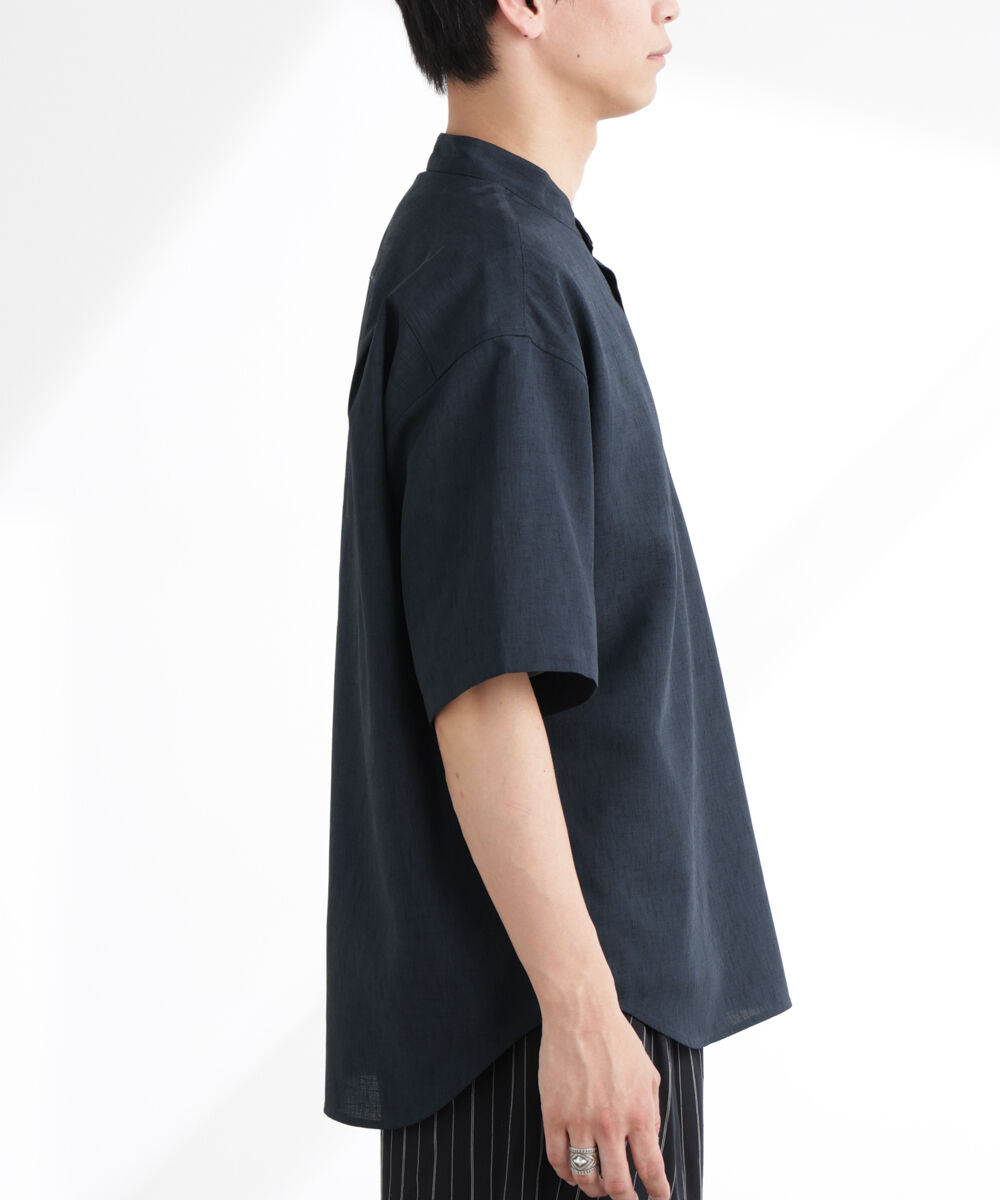 nano･universe「テックリネンバンドカラープルオーバーシャツ 半袖」|シャツ・ブラウス|