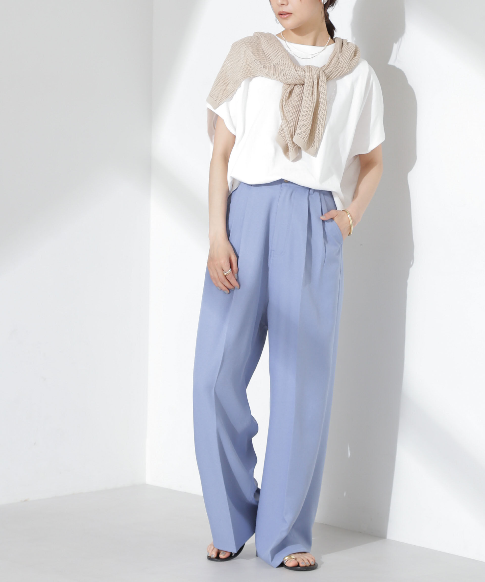 nano･universe「ツータックワイドパンツ」|チノ|