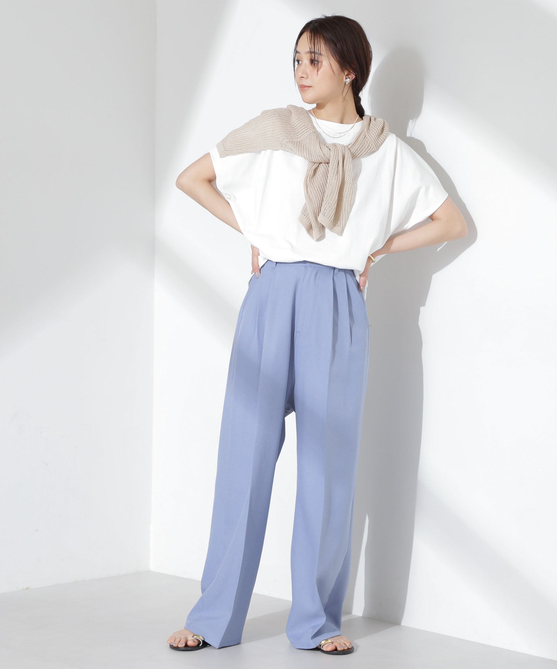 nano･universe「ツータックワイドパンツ」|チノ|