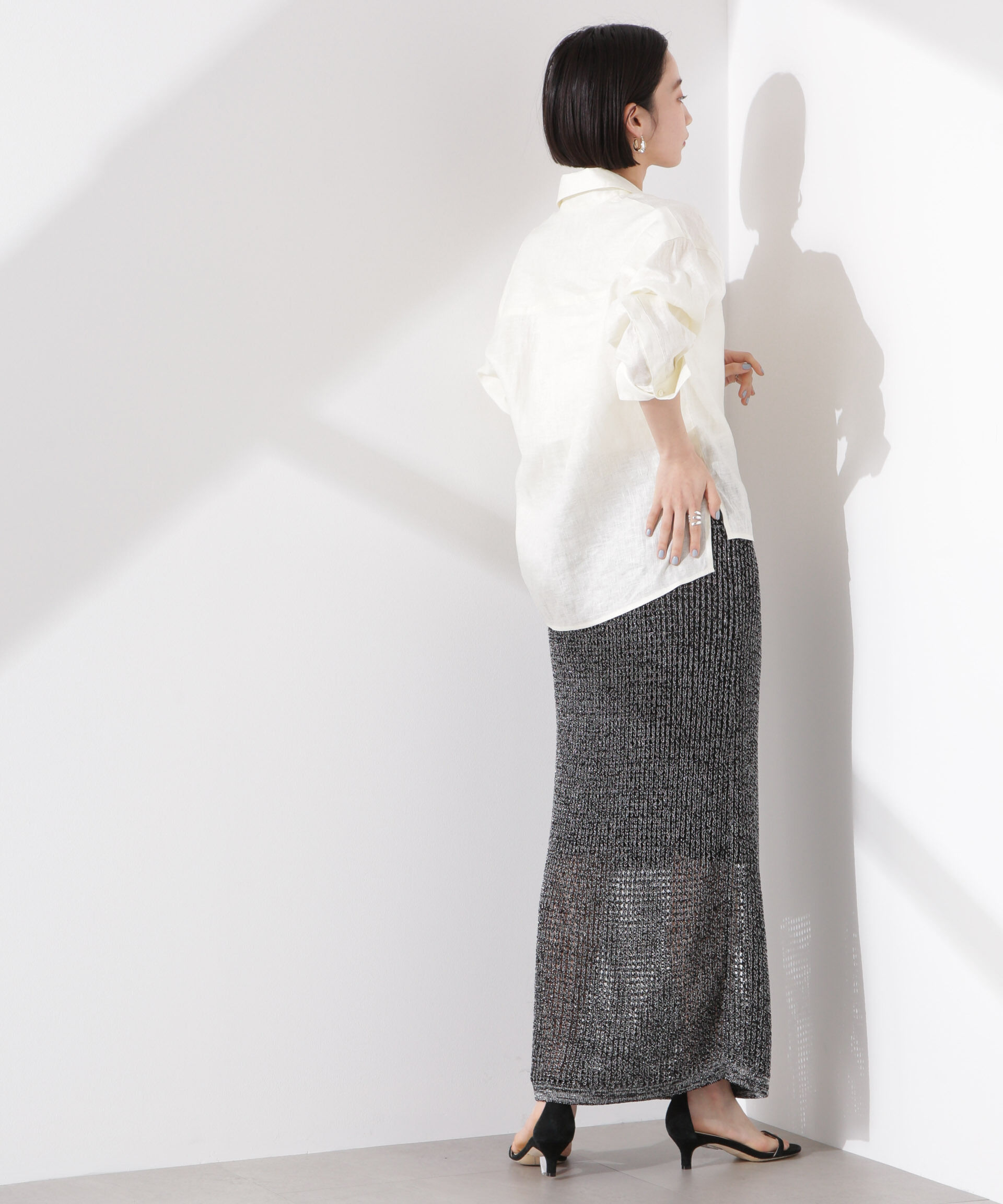 nano･universe「ラメメッシュニットタイトスカート (セットアップ可)」|スカート|