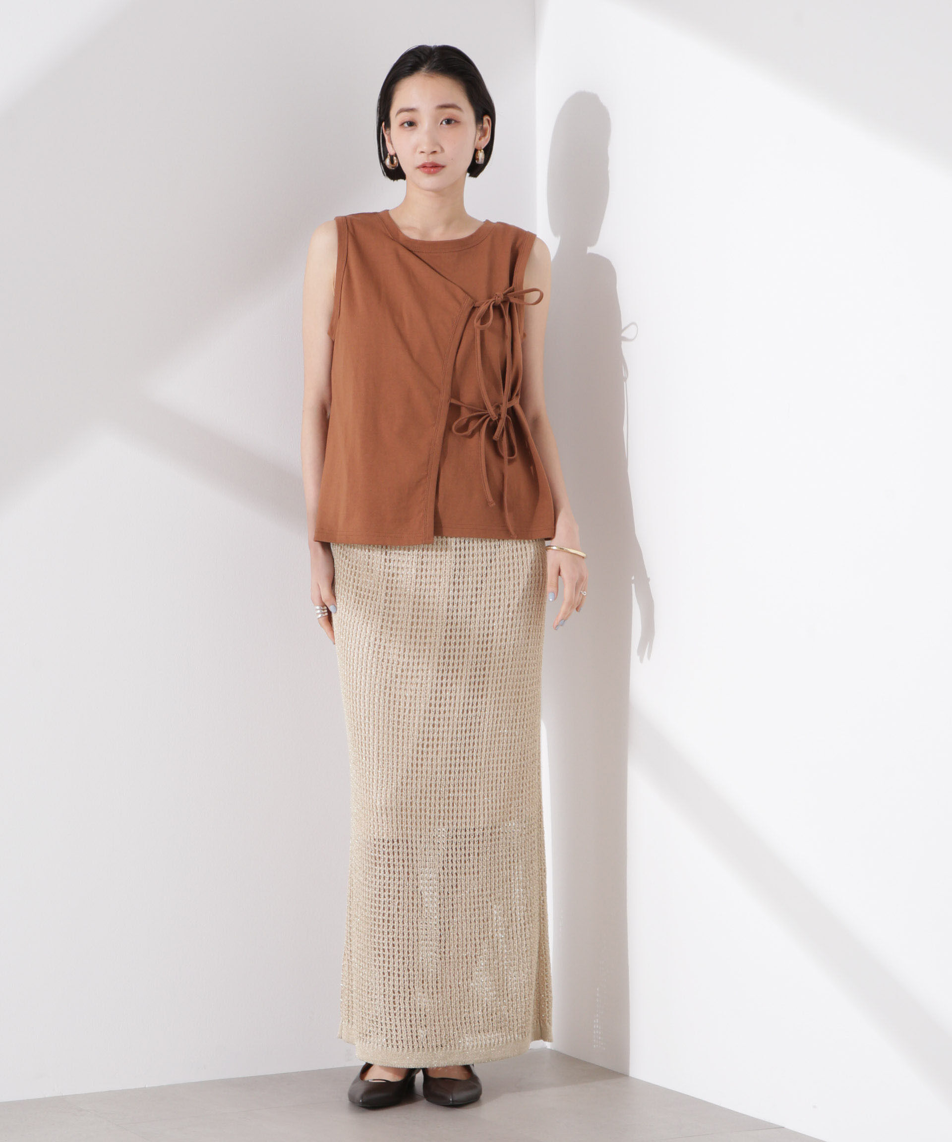 nano･universe「ラメメッシュニットタイトスカート (セットアップ可)」|スカート|