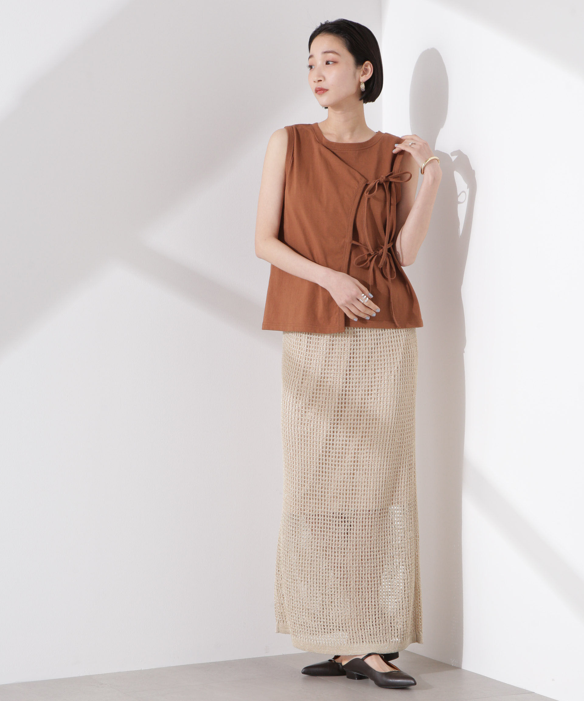 nano･universe「ラメメッシュニットタイトスカート (セットアップ可)」|スカート|