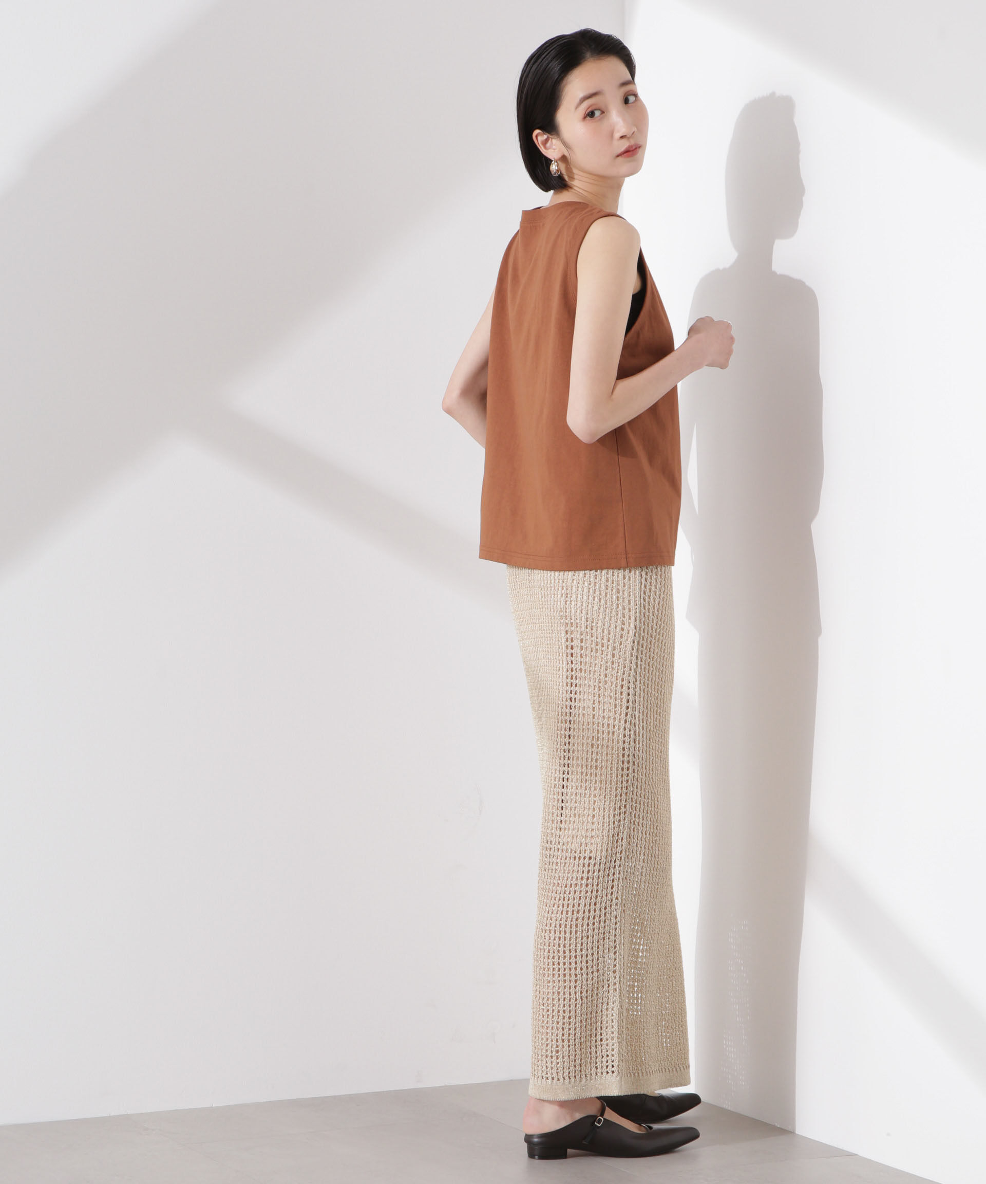 nano･universe「ラメメッシュニットタイトスカート (セットアップ可)」|スカート|