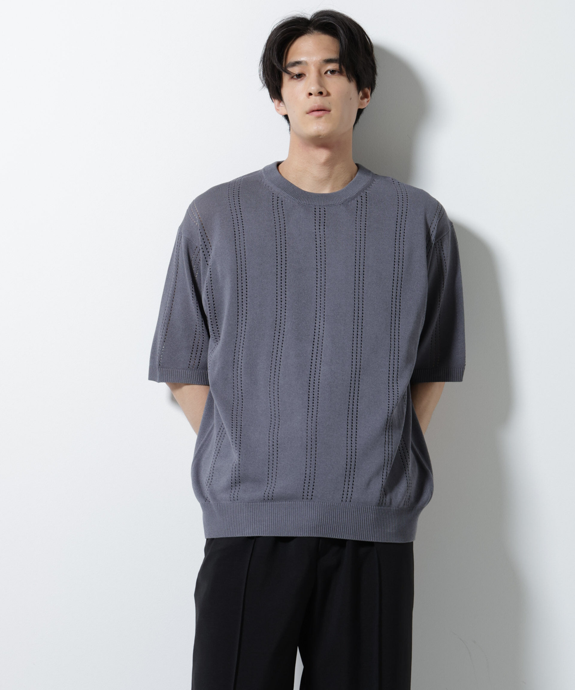 nano･universe「アイレットニット 半袖」|ニット・セーター|