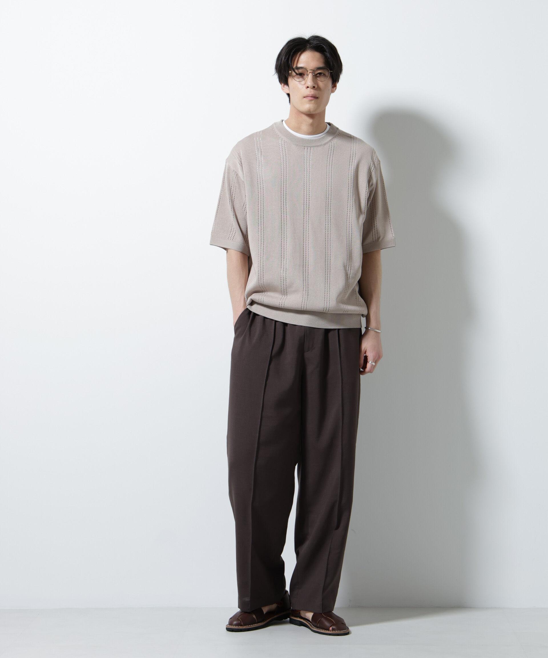 nano･universe「アイレットニット 半袖」|ニット・セーター|