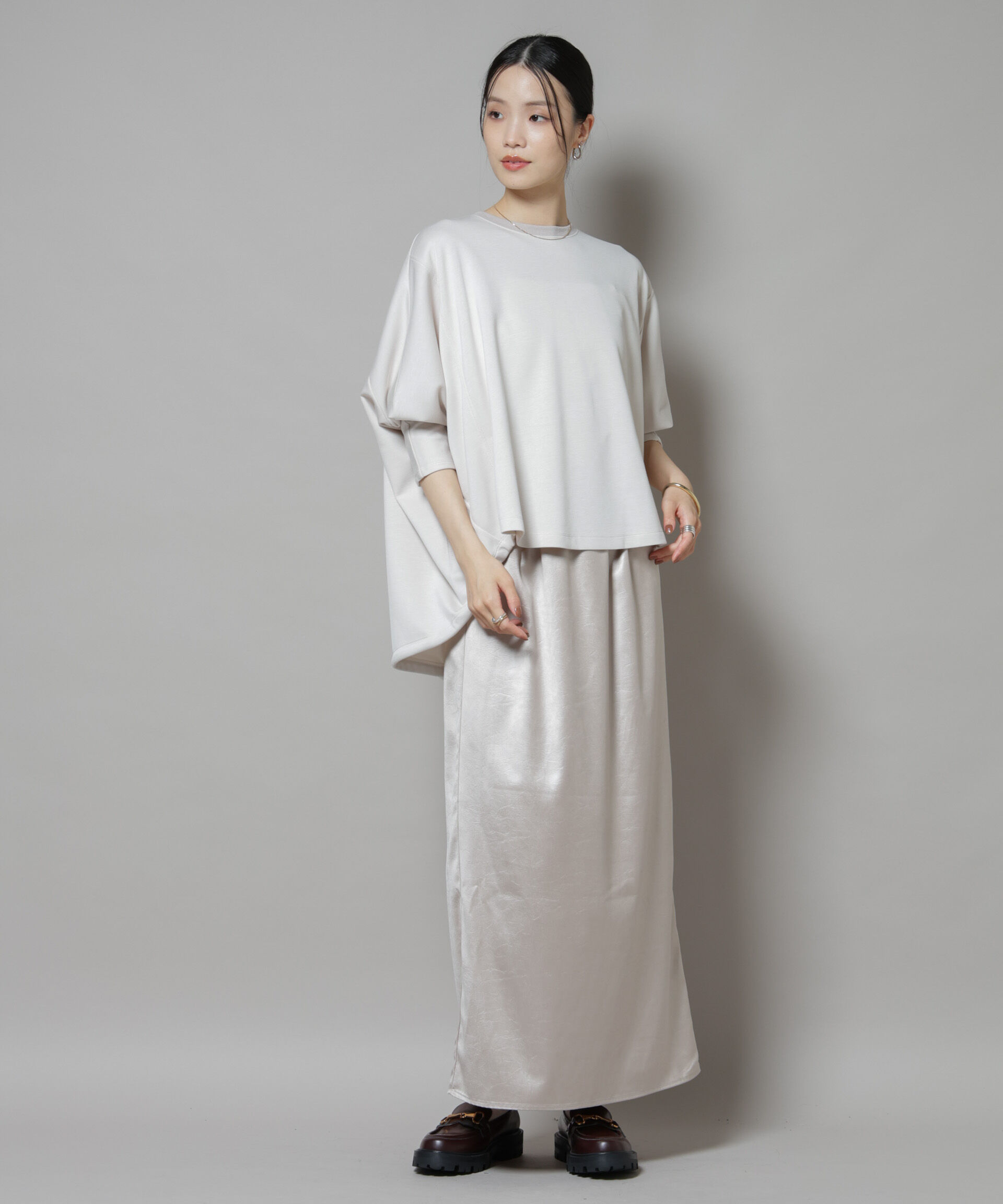 nano･universe「レザーライクシャイニースカート」|スカート|