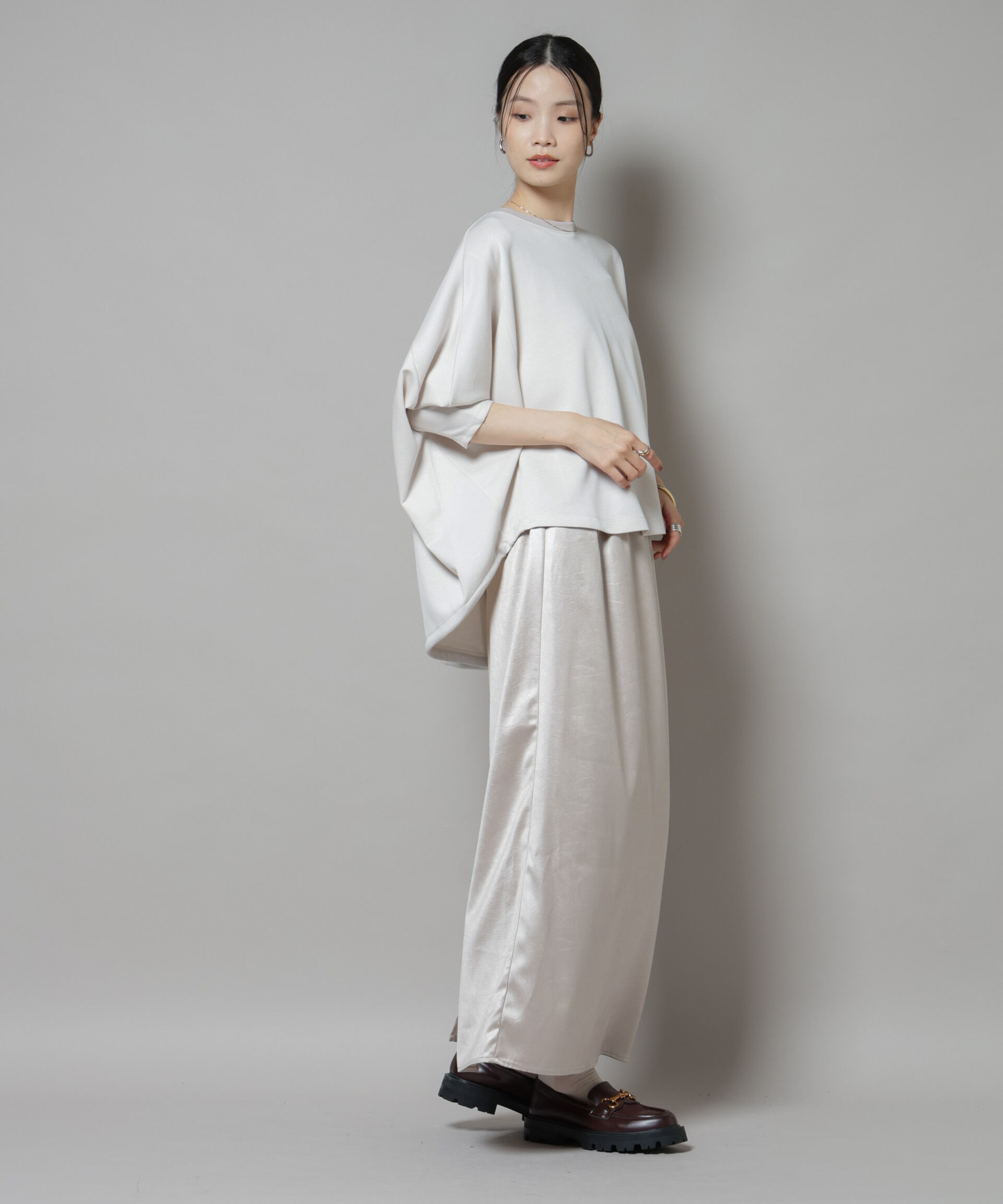 nano･universe「レザーライクシャイニースカート」|スカート|