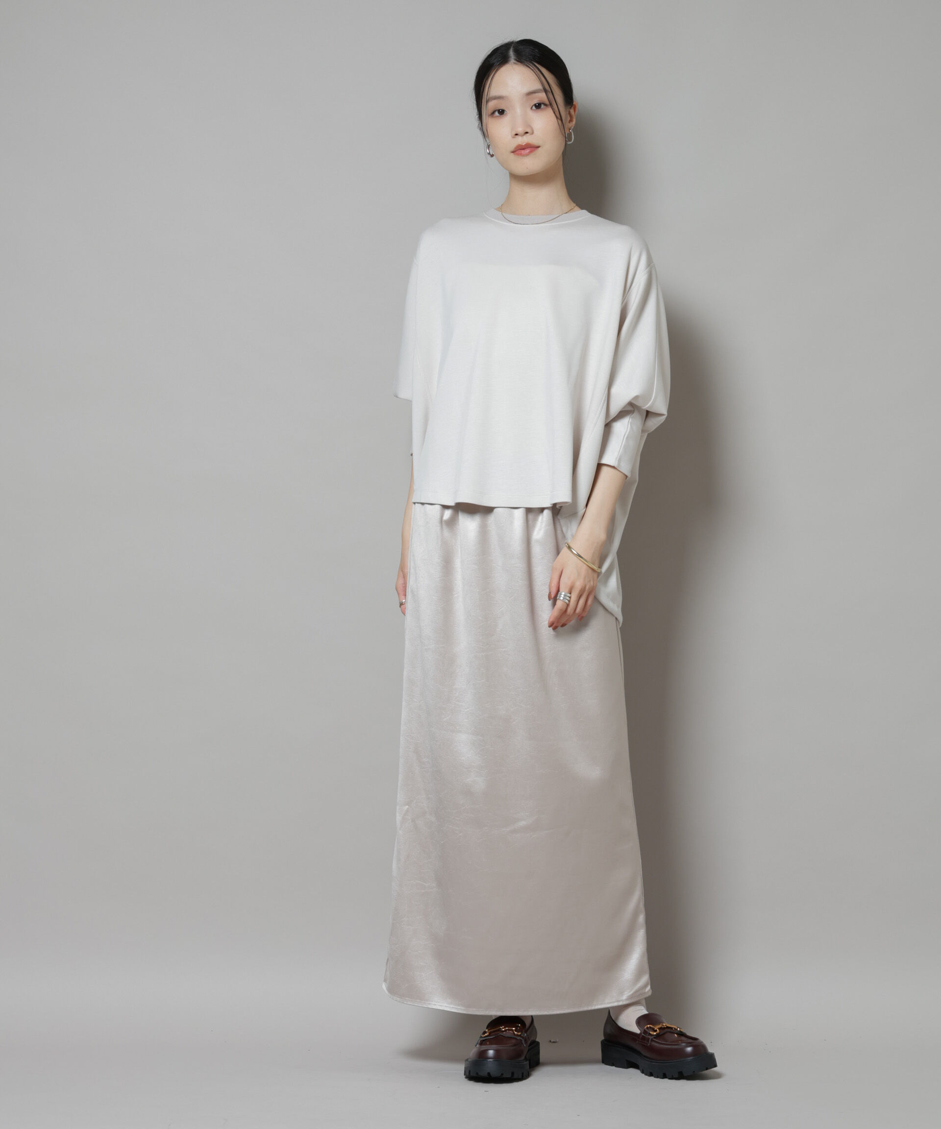 nano･universe「レザーライクシャイニースカート」|スカート|