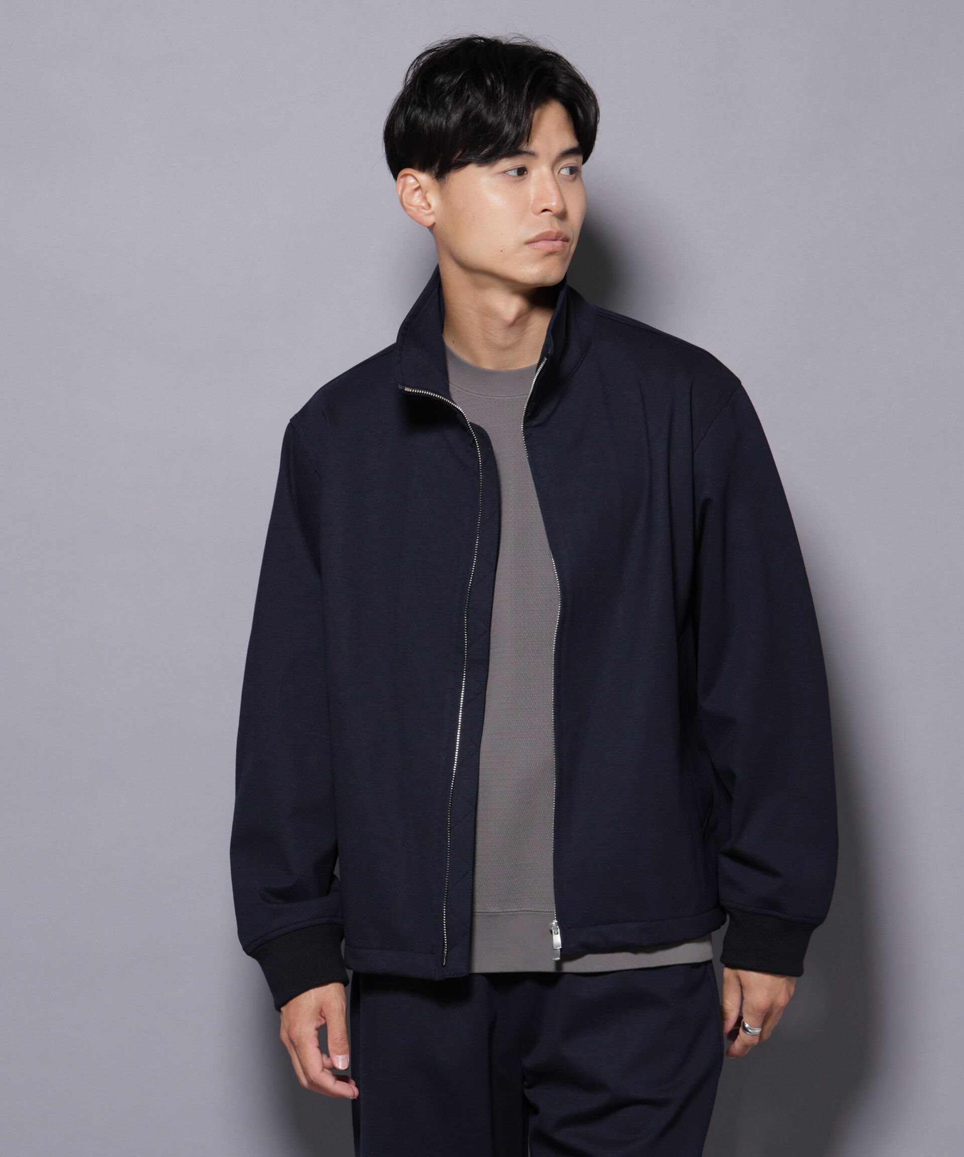 nano･universe「DELEGANTE TECH+ バルーンブルゾン」|ブルゾン・スタジャン|ネイビー