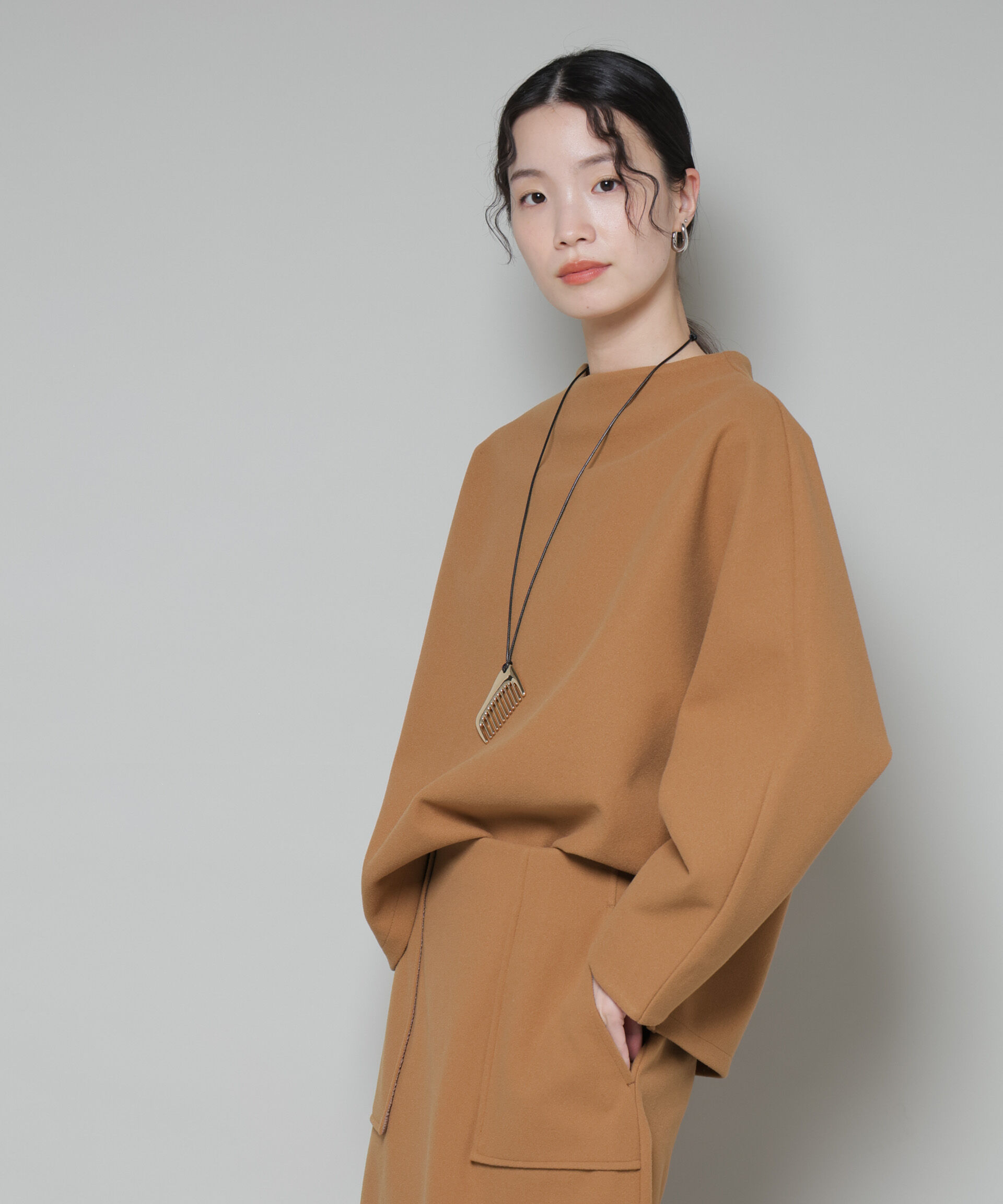 nano･universe「ｿﾌﾄﾒﾙﾄﾝｼﾞｬｰｼﾞｰﾀｯｸｽﾘｰﾌﾞﾓｯｸﾈｯｸﾄｯﾌﾟｽ(」|シャツ・ブラウス|