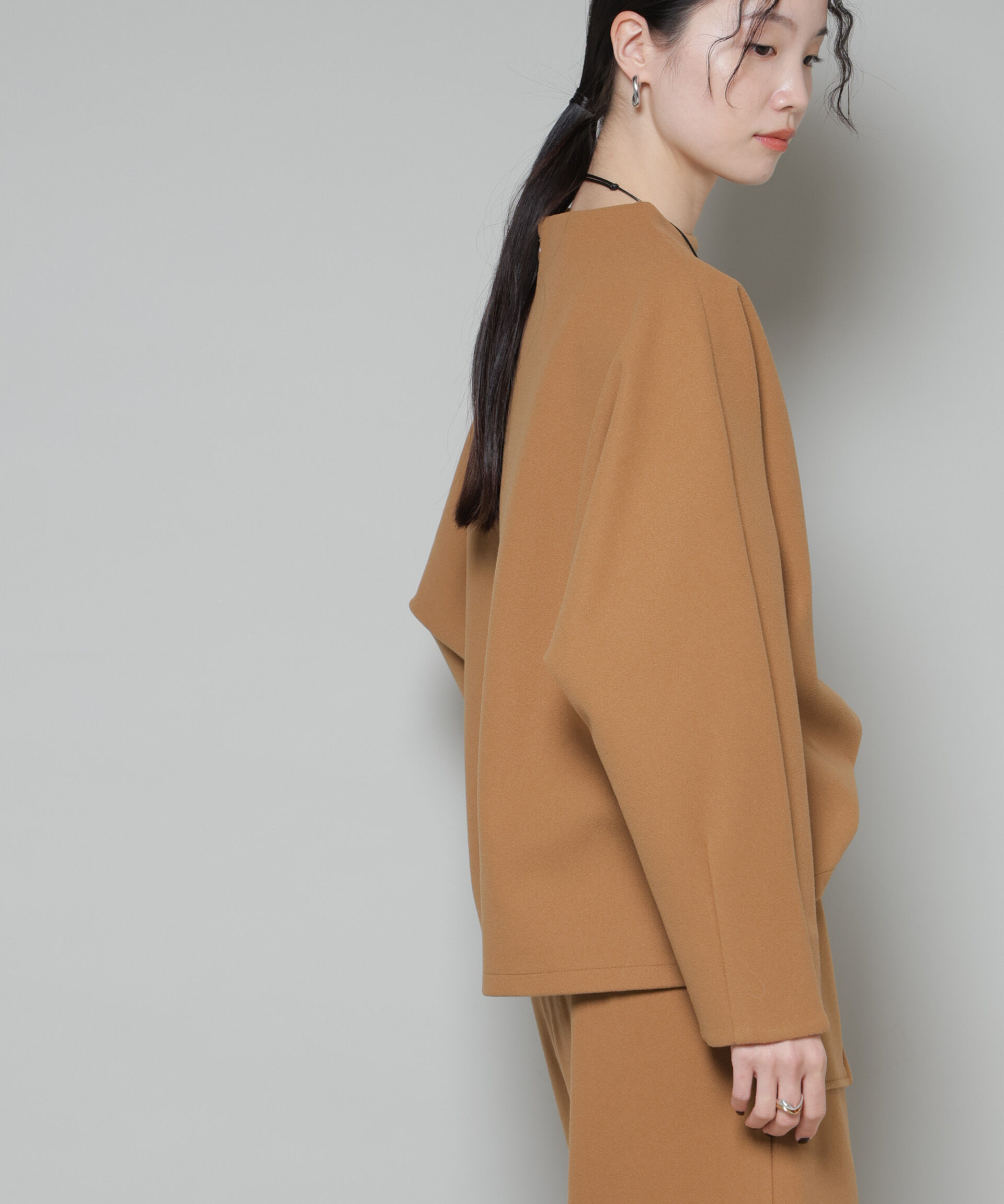 nano･universe「ｿﾌﾄﾒﾙﾄﾝｼﾞｬｰｼﾞｰﾀｯｸｽﾘｰﾌﾞﾓｯｸﾈｯｸﾄｯﾌﾟｽ(」|シャツ・ブラウス|