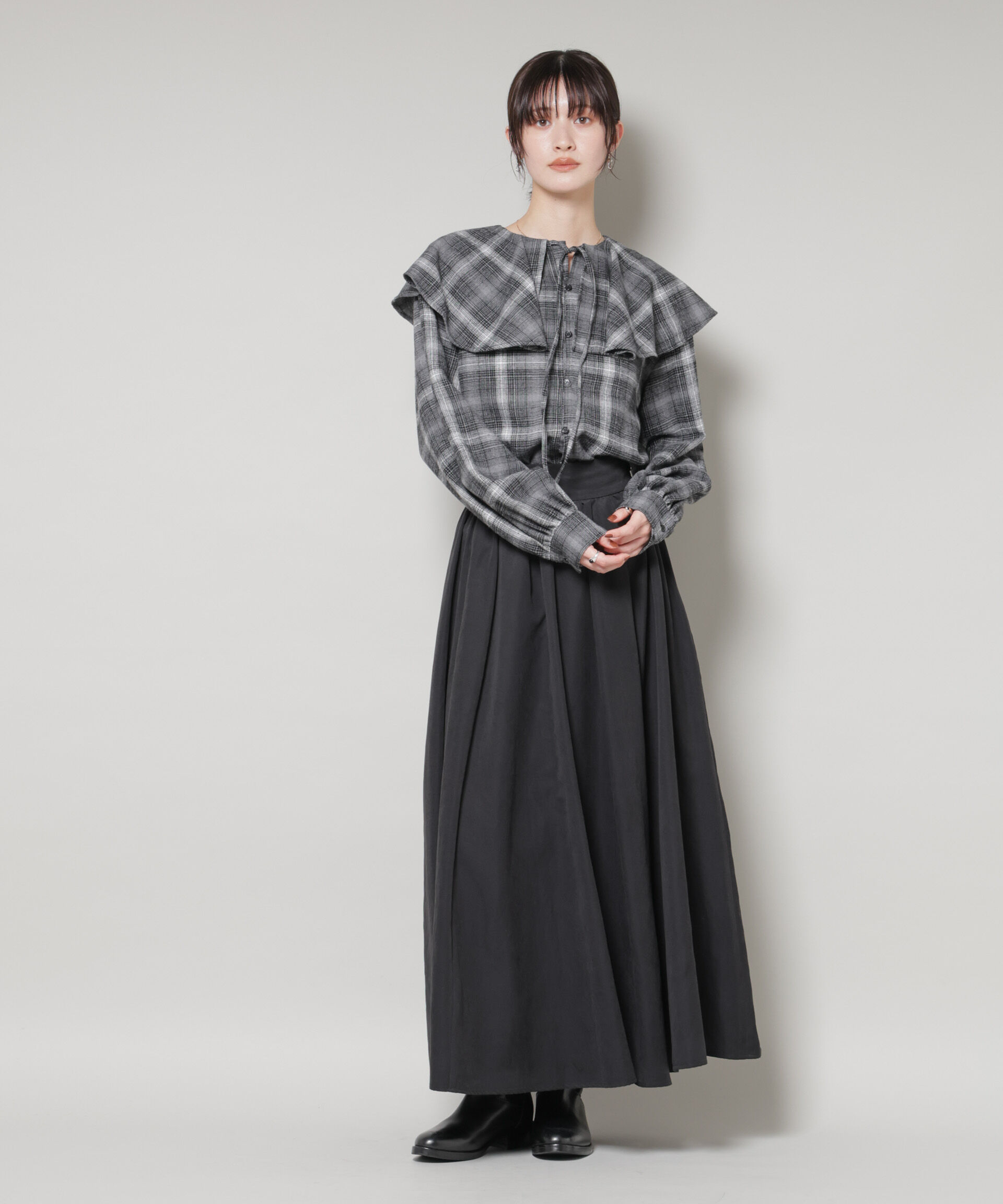 nano･universe「起毛ピーチギャザーボリュームスカート」|スカート|