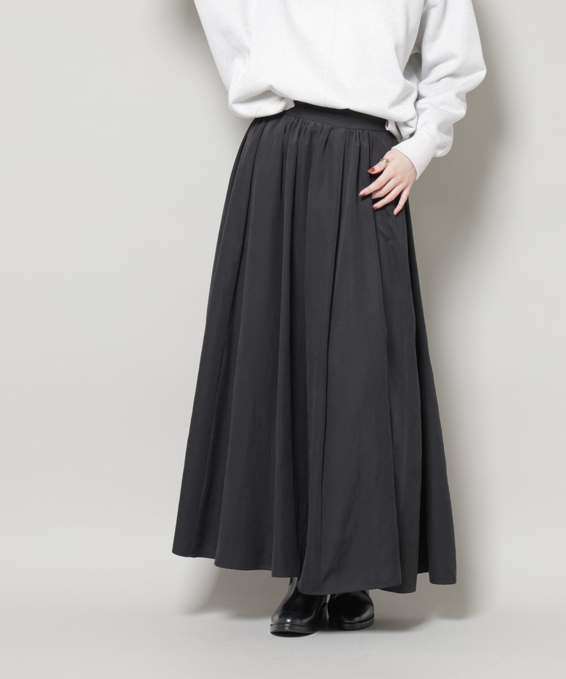 nano･universe「起毛ピーチギャザーボリュームスカート」|スカート|