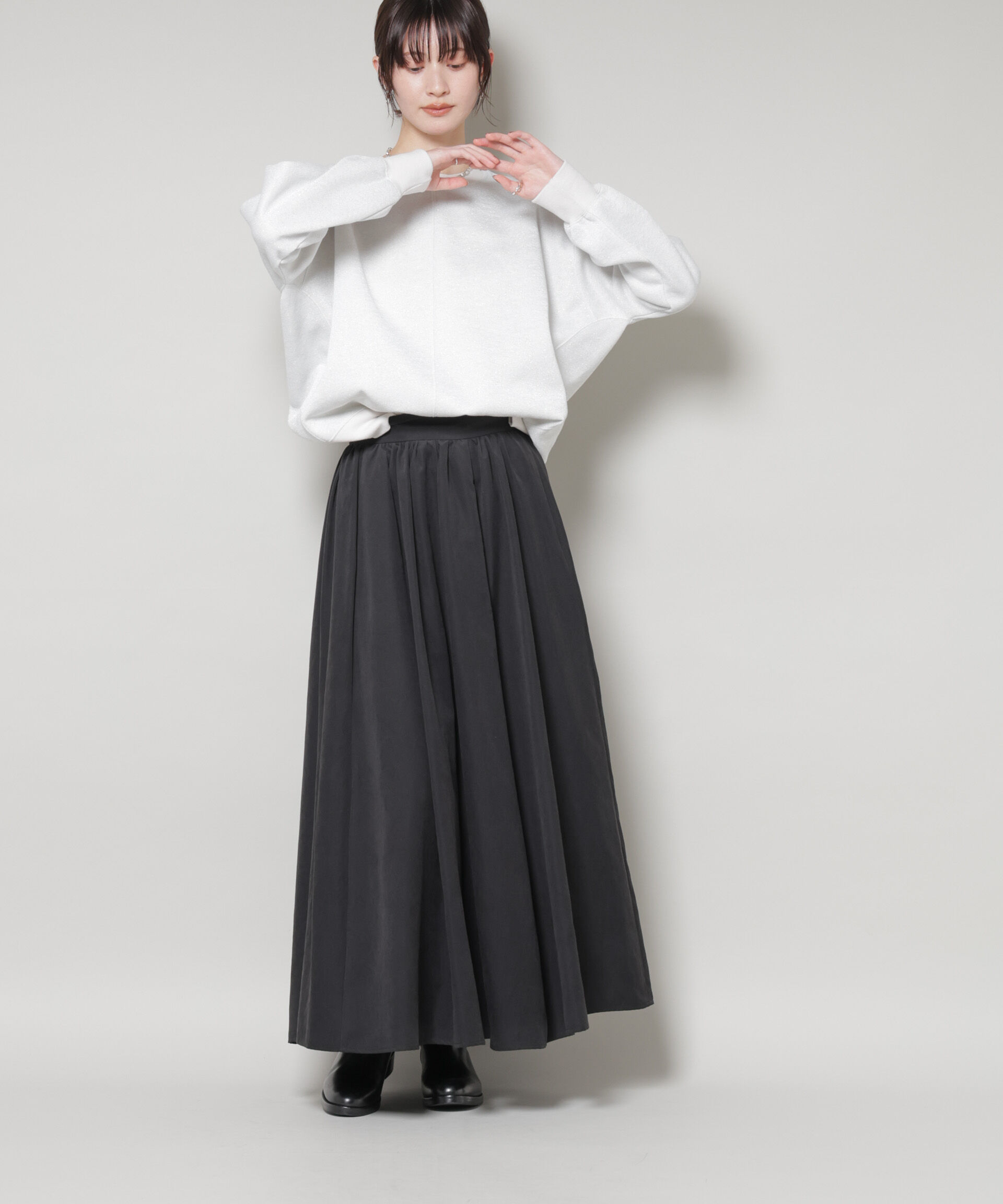 nano･universe「起毛ピーチギャザーボリュームスカート」|スカート|