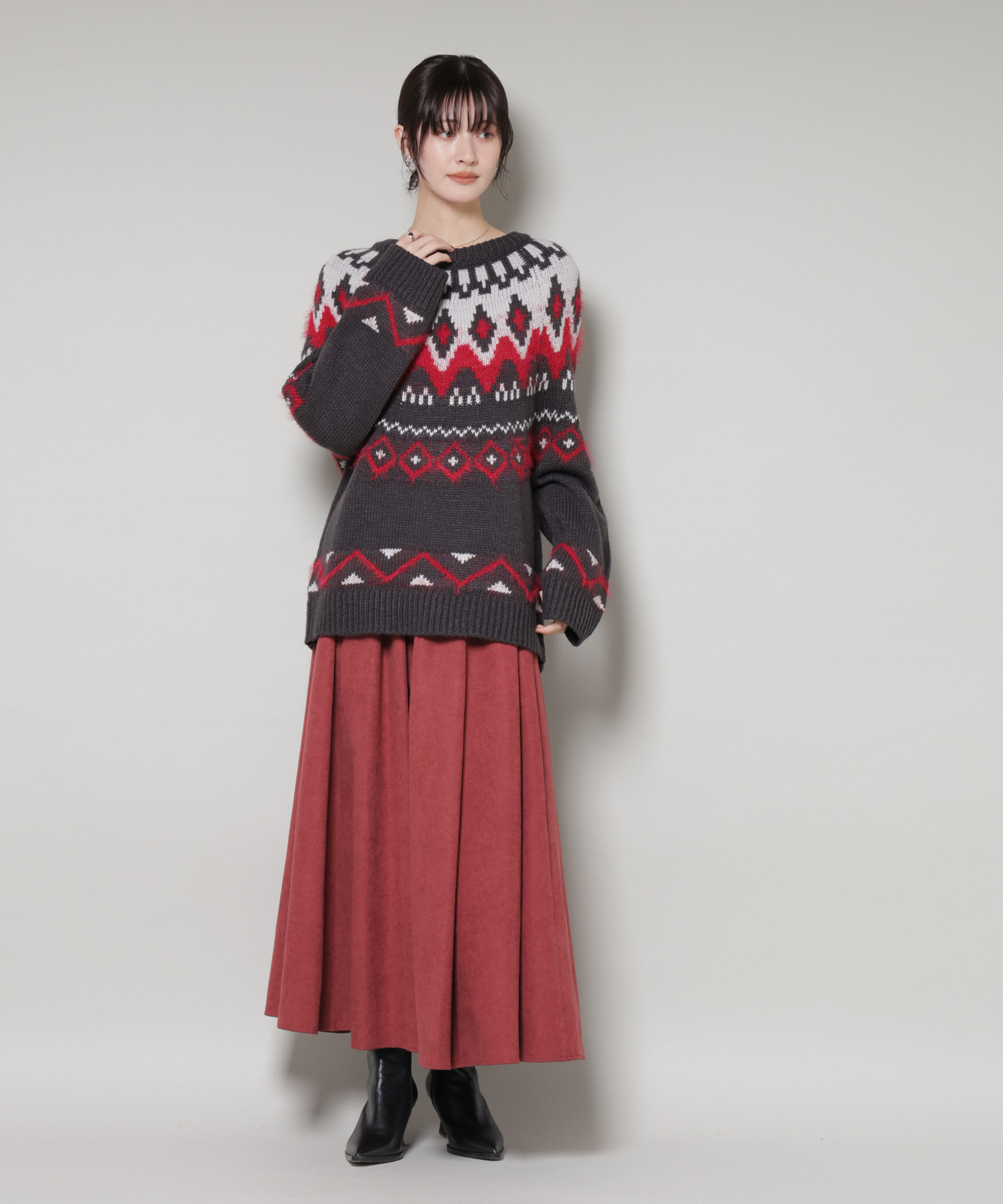 nano･universe「起毛ピーチギャザーボリュームスカート」|スカート|