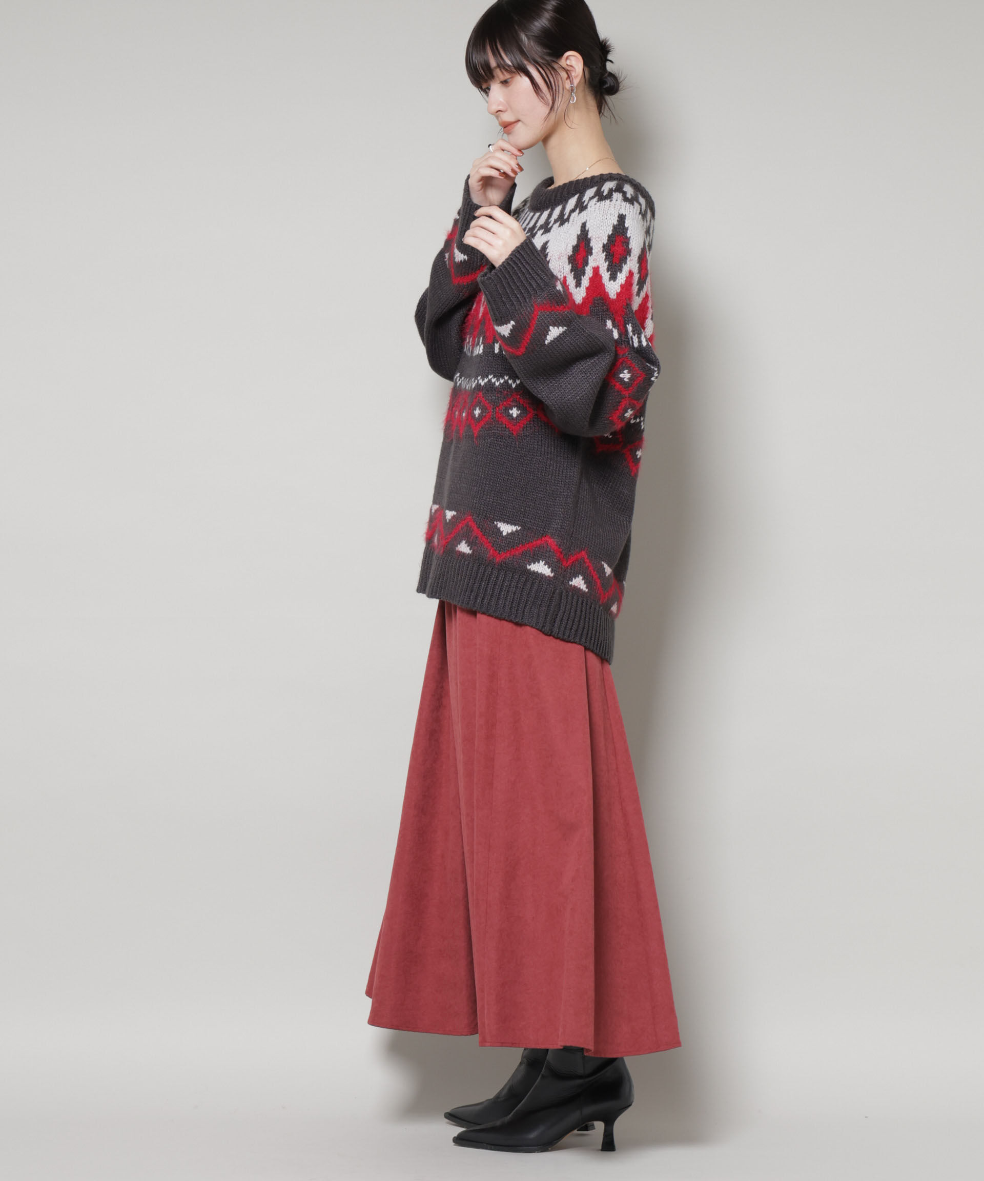 nano･universe「起毛ピーチギャザーボリュームスカート」|スカート|