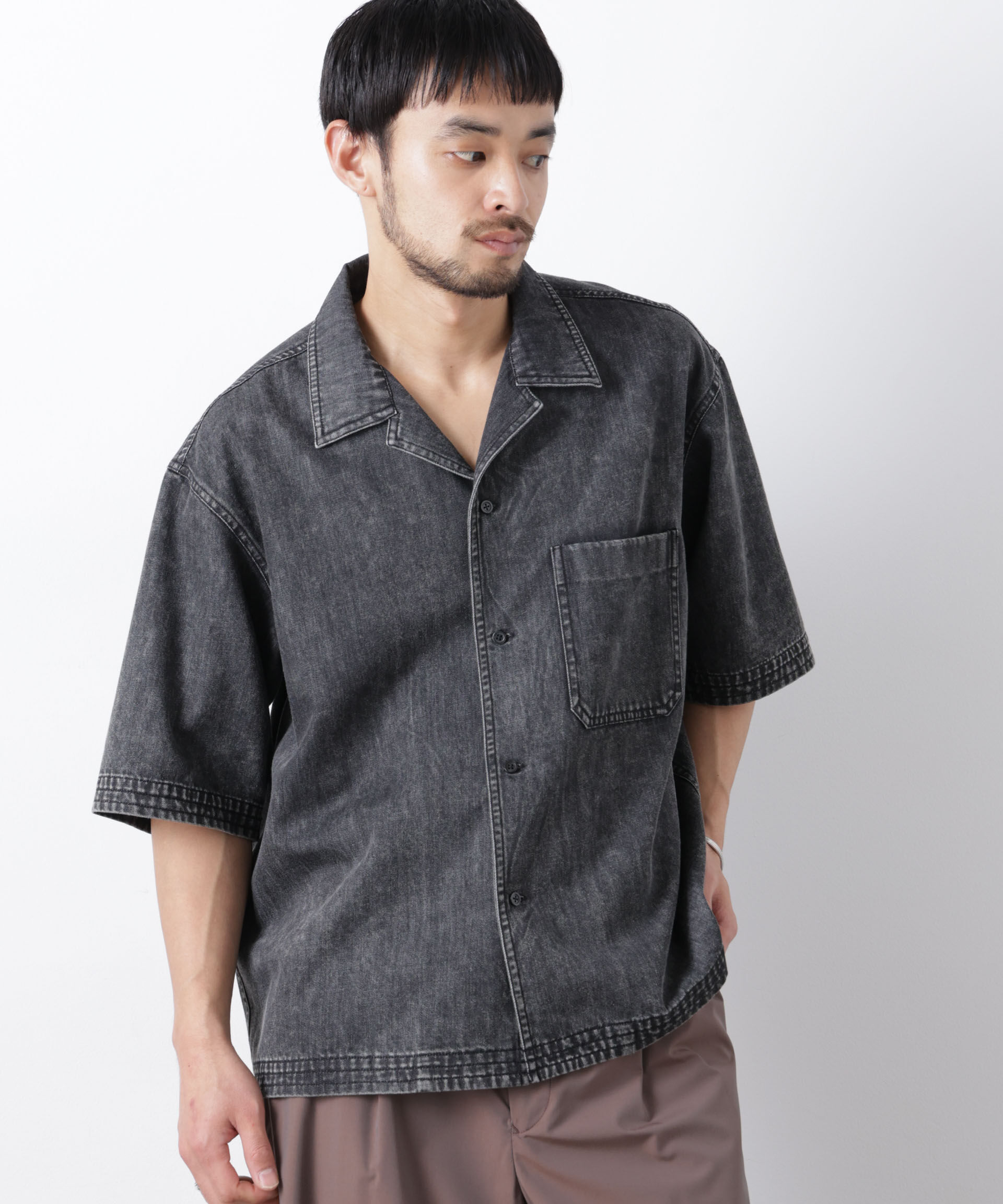 nano･universe「「OtoNANO」 デニムシャツ 半袖」|シャツ・ブラウス|