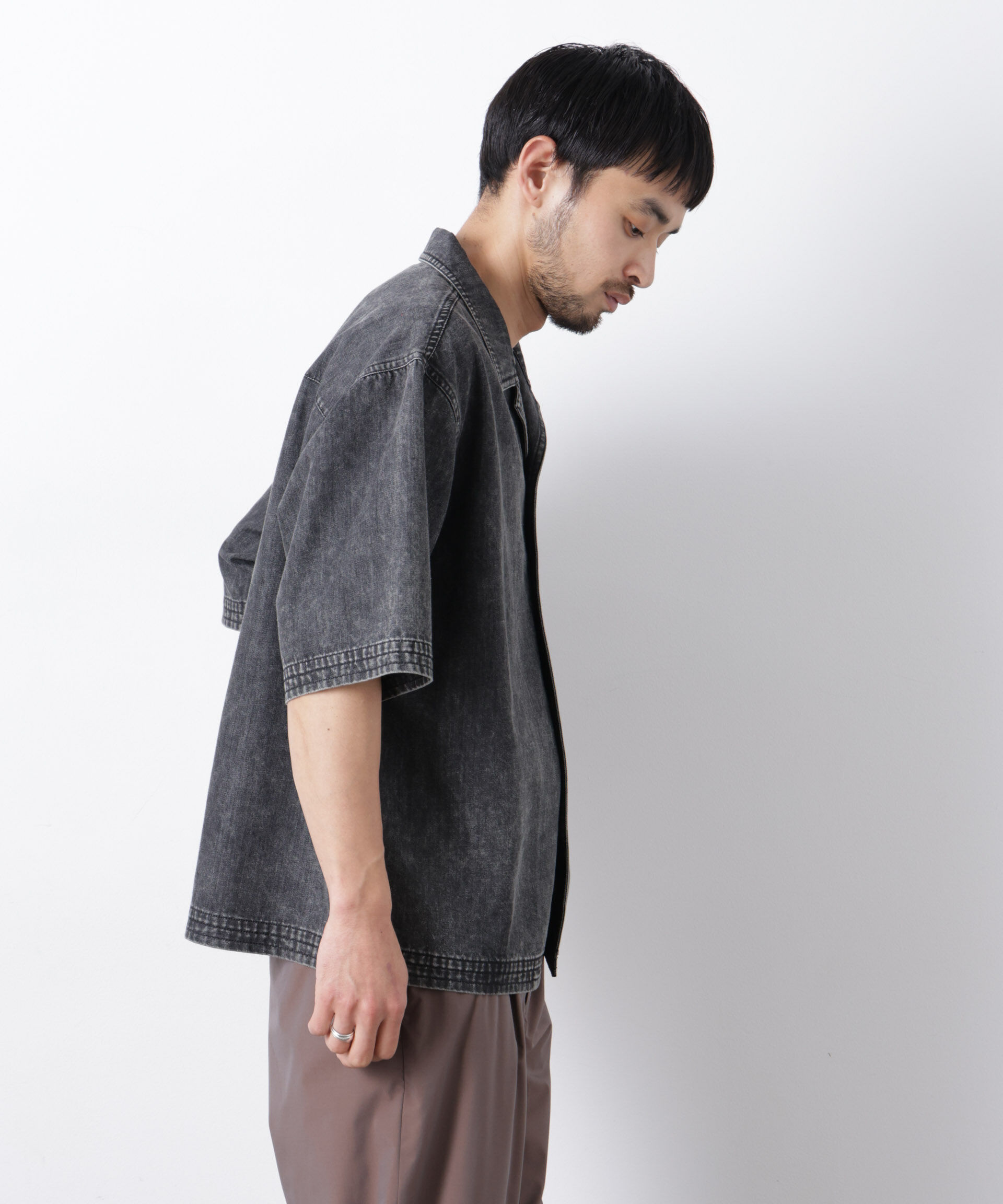 nano･universe「「OtoNANO」 デニムシャツ 半袖」|シャツ・ブラウス|