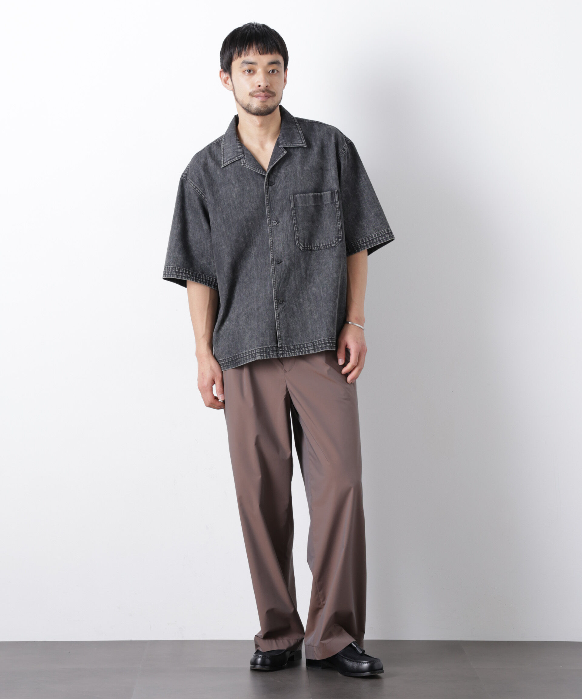 nano･universe「「OtoNANO」 デニムシャツ 半袖」|シャツ・ブラウス|