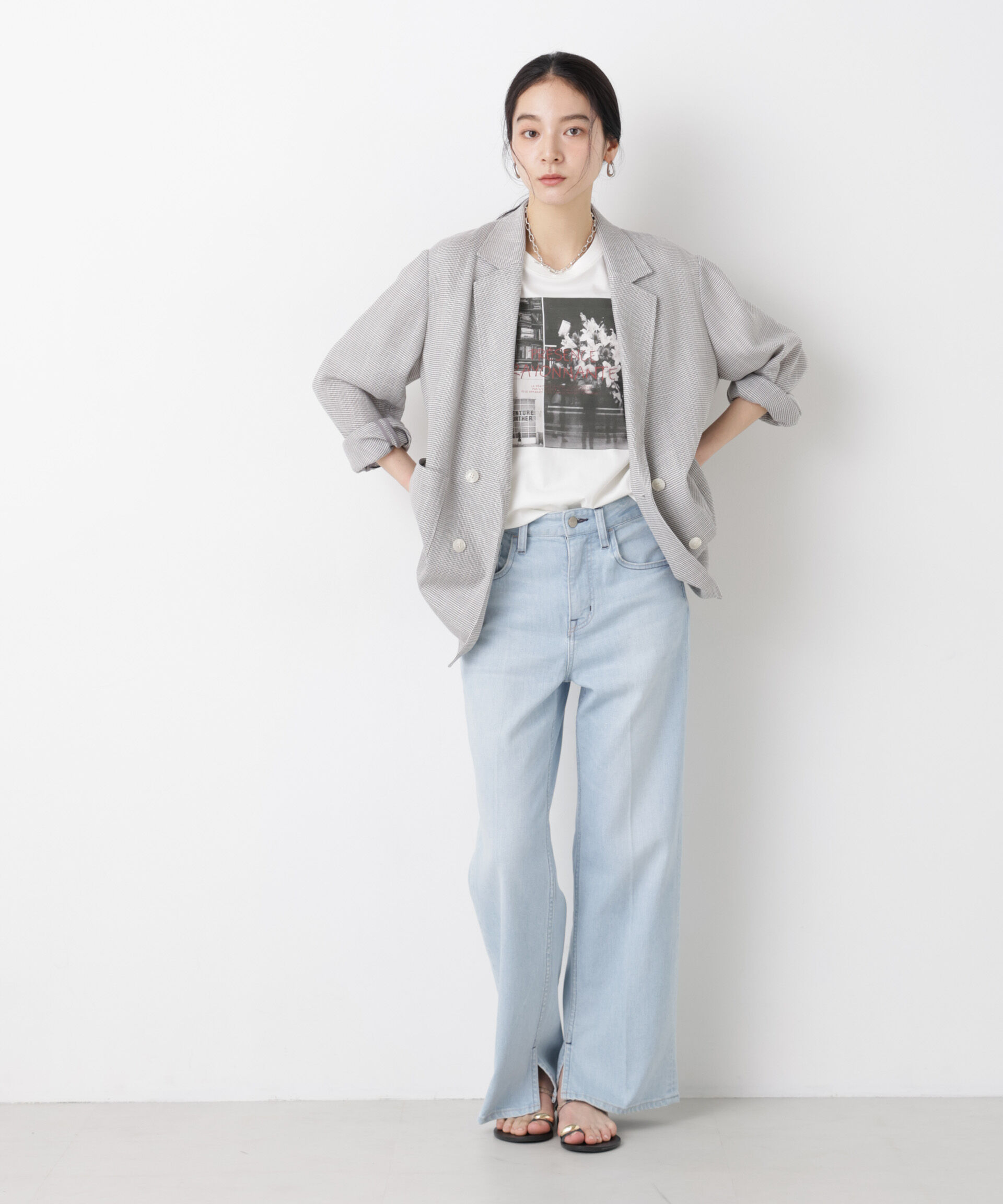 nano･universe「カラミ織りダブルジャケット(セットアップ可)」|テーラードジャケット|