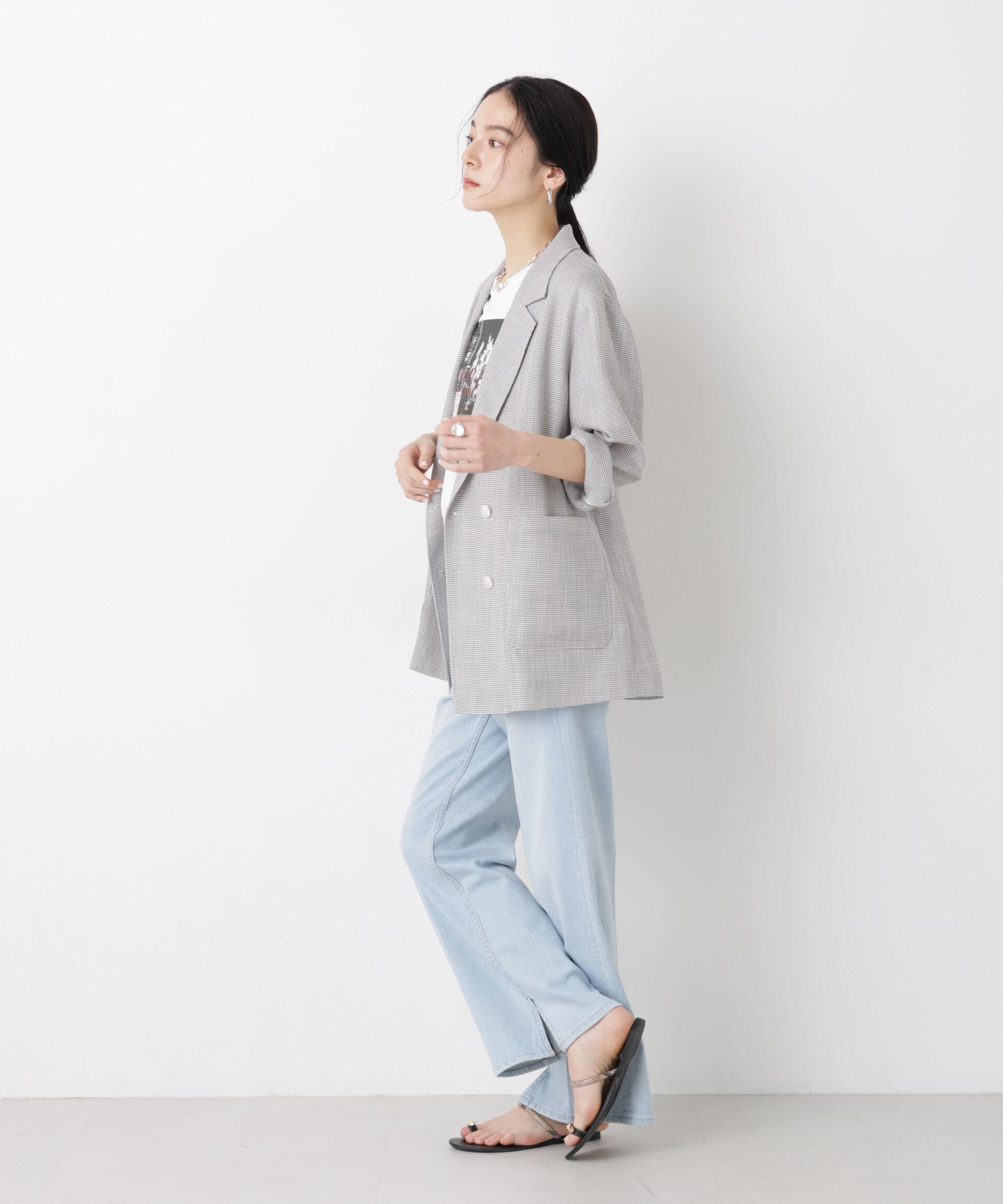 nano･universe「カラミ織りダブルジャケット(セットアップ可)」|テーラードジャケット|