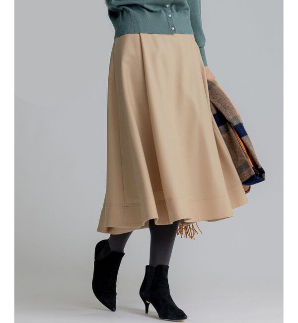 組曲「【WEB一部店舗限定】ウールジョーゼット フレアスカート」|スカート|ベージュ系