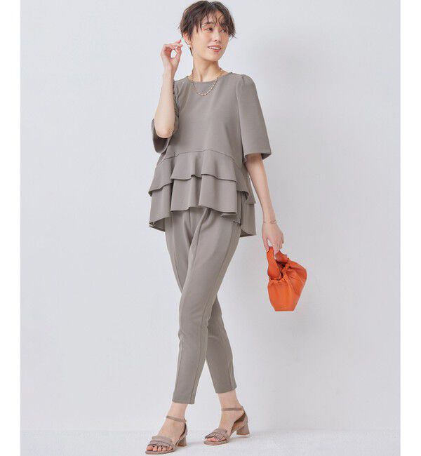 組曲「【接触冷感・吸湿・UVカット】ジョーゼットジャージーフリルブラウス」|シャツ・ブラウス|