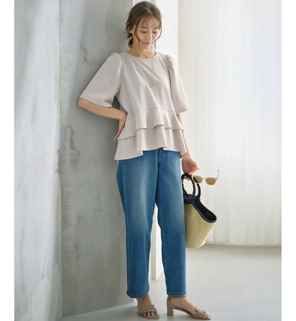 組曲「【接触冷感・吸湿・UVカット】ジョーゼットジャージーフリルブラウス」|シャツ・ブラウス|