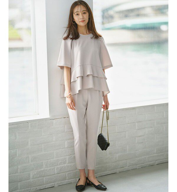 組曲「【接触冷感・吸湿・UVカット】ジョーゼットジャージーフリルブラウス」|シャツ・ブラウス|