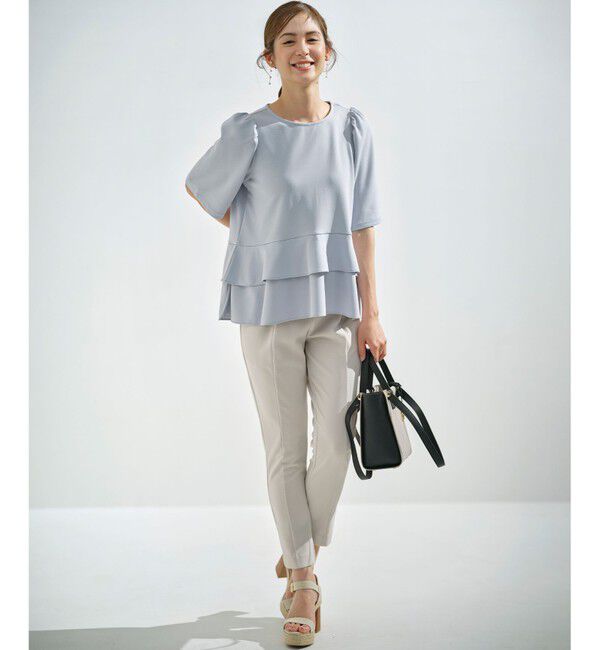 組曲「【接触冷感・吸湿・UVカット】ジョーゼットジャージーフリルブラウス」|シャツ・ブラウス|