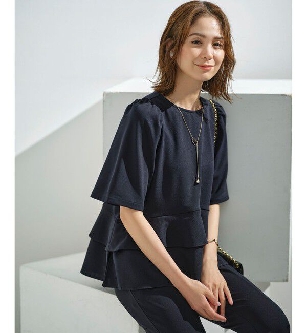 組曲「【接触冷感・吸湿・UVカット】ジョーゼットジャージーフリルブラウス」|シャツ・ブラウス|