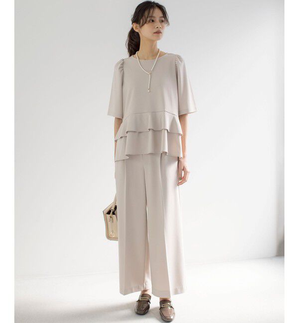 組曲「【WEB限定】ジョーゼットジャージーワイド パンツ」|その他|ベージュ系