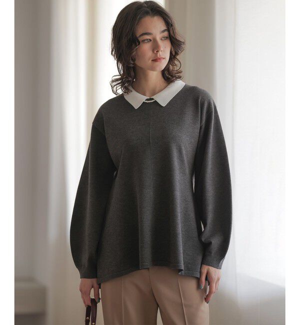 組曲「襟付きチュニック プルオーバー」|ニット・セーター|