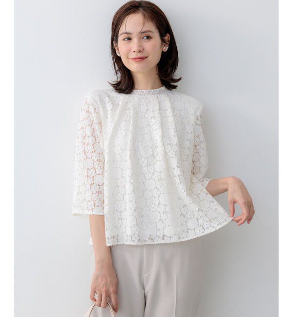 組曲「【WEB限定】フラワーラッセルレーススタンド襟 ブラウス」|シャツ・ブラウス|