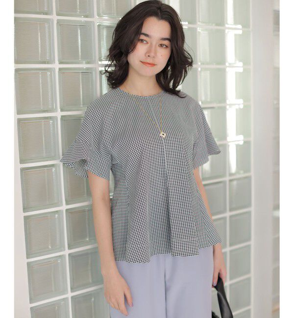 組曲「サッカーギンガムチェック ペプラムブラウス」|シャツ・ブラウス|