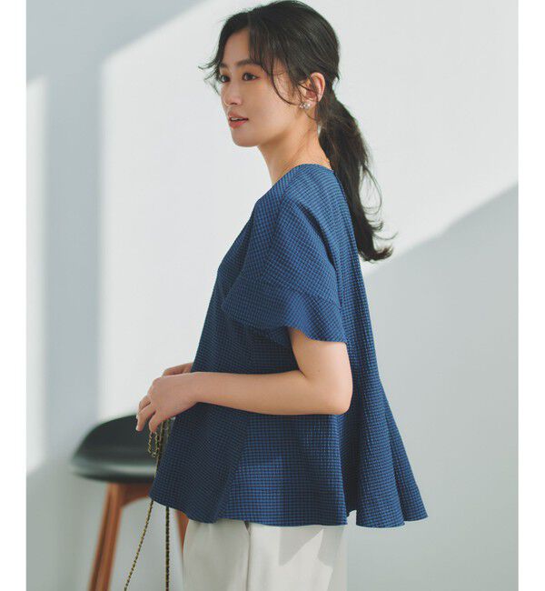 組曲「サッカーギンガムチェック ペプラムブラウス」|シャツ・ブラウス|