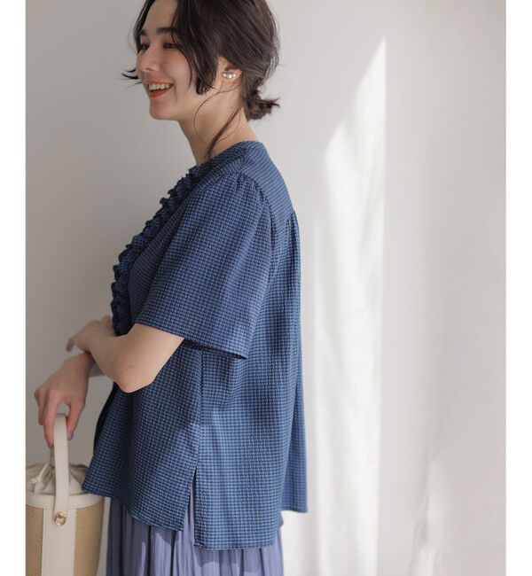 組曲「【WEB限定】サッカーギンガムチェック フロントフリルブラウス」|シャツ・ブラウス|