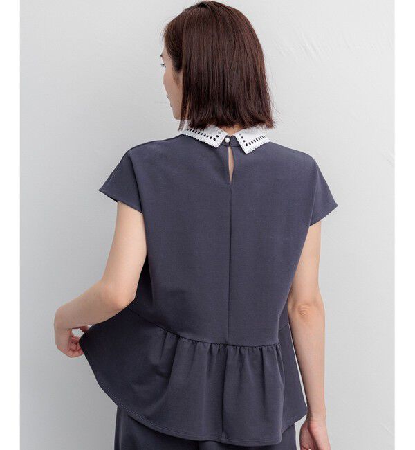 組曲「フレンチテリー 刺繍襟 ペプラムカットソー」|Tシャツ・カットソー|
