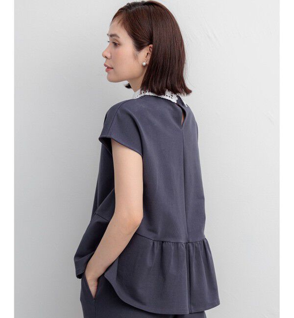組曲「フレンチテリー 刺繍襟 ペプラムカットソー」|Tシャツ・カットソー|