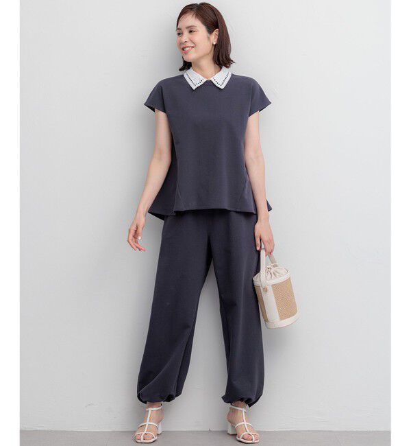 組曲「フレンチテリー 刺繍襟 ペプラムカットソー」|Tシャツ・カットソー|