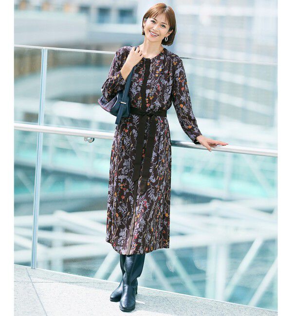 自由区「【WEB&一部店舗限定・新色追加・定番人気・着用動画あり】ハーバルフロープリント8分袖 ワンピース」|ワンピース|