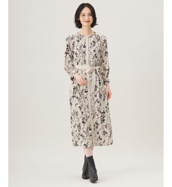 自由区「【WEB&一部店舗限定・新色追加・定番人気・着用動画あり】ハーバルフロープリント8分袖 ワンピース」|ワンピース|