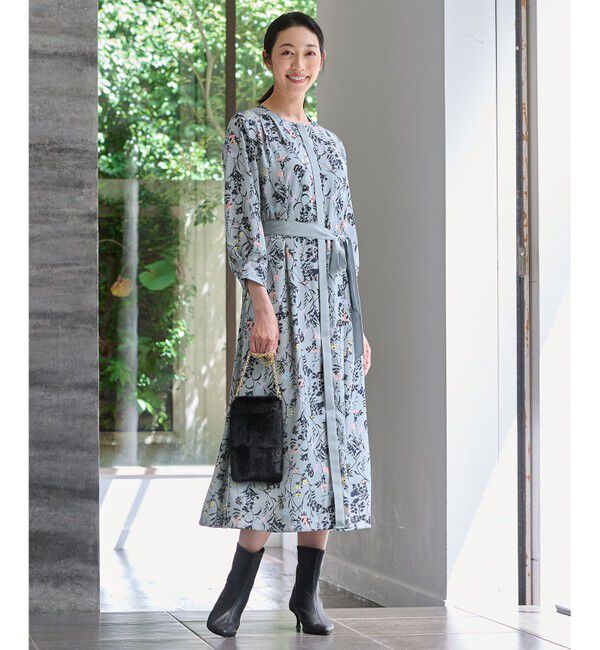 自由区「【WEB&一部店舗限定・新色追加・定番人気・着用動画あり】ハーバルフロープリント8分袖 ワンピース」|ワンピース|