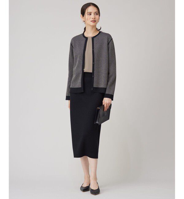 自由区「【洗える】リバーシブルニット セットアップ(カーディガン&times;タイトスカート)」|スーツ|