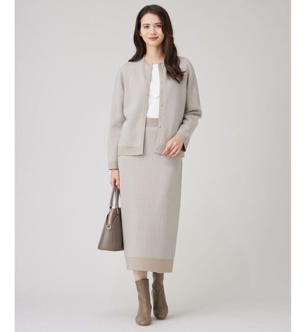 自由区「【洗える】リバーシブルニット セットアップ(カーディガン&times;タイトスカート)」|スーツ|ｸﾞﾚｰｼﾞ